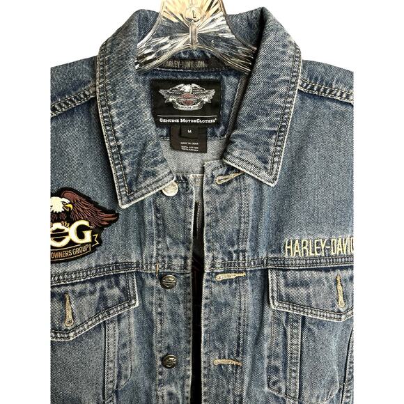 Vintage Harley Davidson Motorcycle Big Logo Denim Jacket Size M - Picture 3 of 16